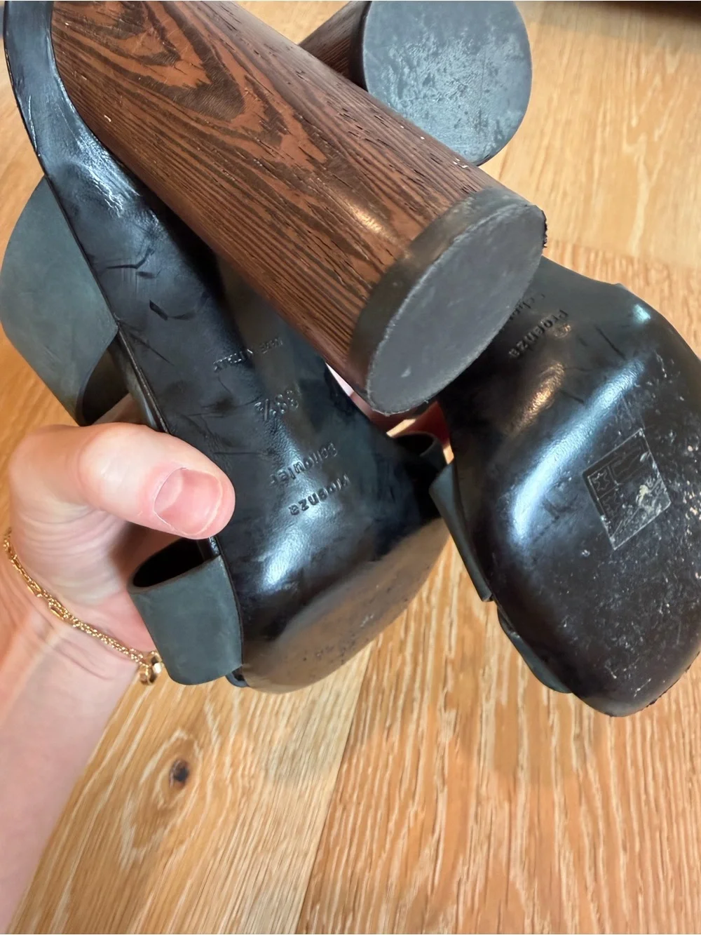 Proenza Schouler • Charcoal Strappy Wood Heels
